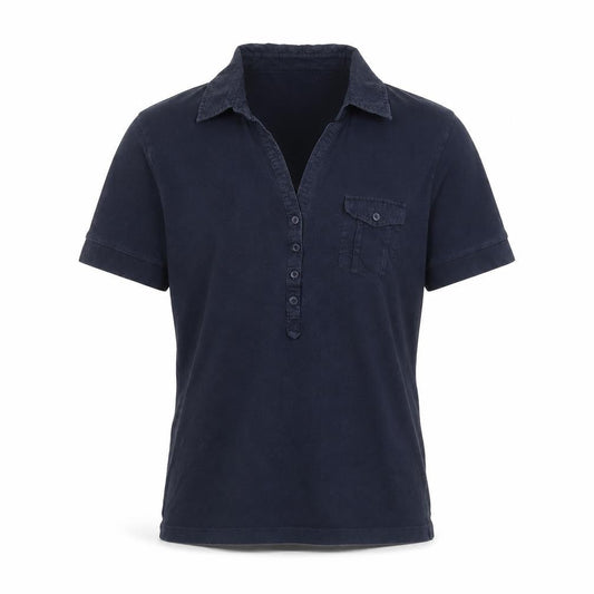Front view of Marks & Spencer Autograph Blue Cotton Stretch Polo Shirt, size S