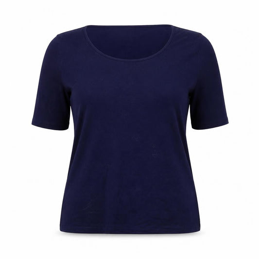 Precis Women’s Blue Cotton Blend Scoop Neck T-Shirt Size L
