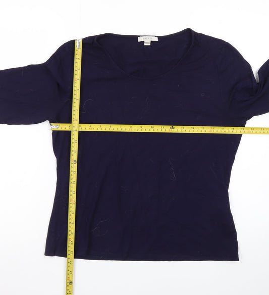 Precis Women’s Blue Cotton Blend Scoop Neck T-Shirt Size L