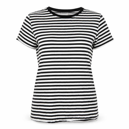 Stradivarius Women's Black Striped Cotton T-Shirt Size 14