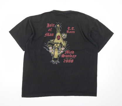 JT's Men's Black Mad Sunday Isle of Man TT Races 2008 Graphic T-Shirt XL