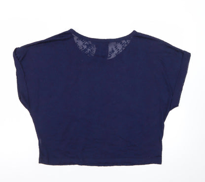 Atmosphere Women Blue Size 14 Cropped Short Sleeve T-Shirt