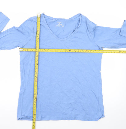 Primark Womens Blue V-Neck Long Sleeve Stretch Top Size XL