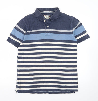 FatFace Men's Blue Striped Cotton Polo Shirt Size M
