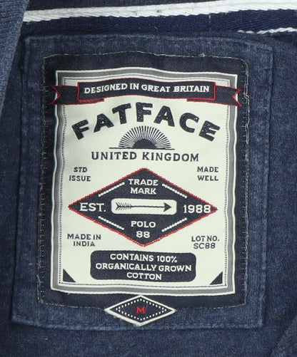 FatFace Men's Blue Striped Cotton Polo Shirt Size M