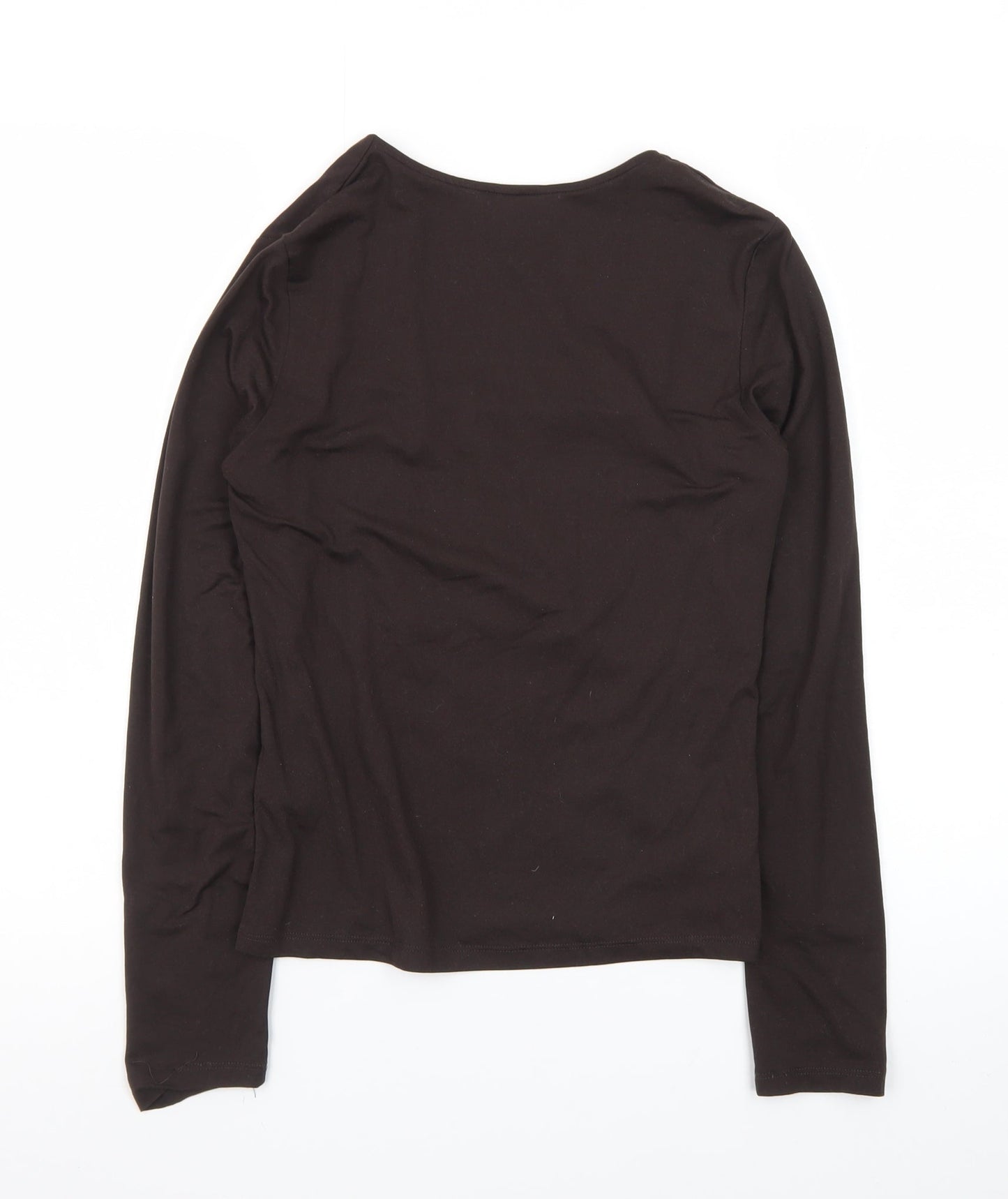 H&M Women's Black Long Sleeve Square Neck Cotton Jersey Top Size 8