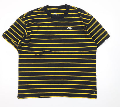 Nike SB Men's Black Yellow Striped Crew Neck T-Shirt Size L