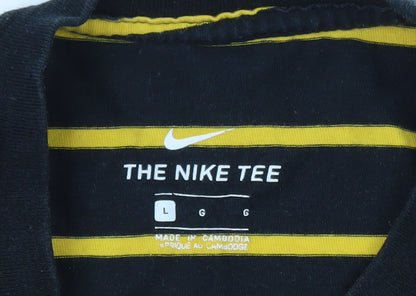 Nike SB Men's Black Yellow Striped Crew Neck T-Shirt Size L