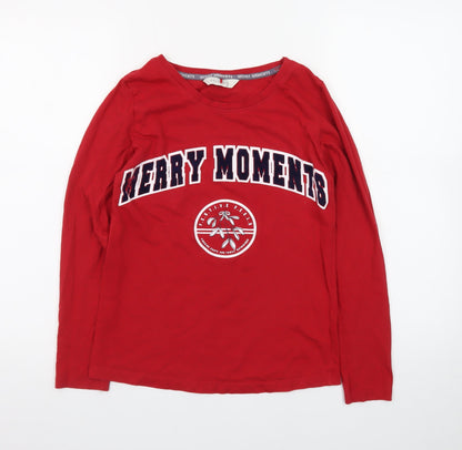 George Teens Red Merry Moments Long Sleeve Christmas T-Shirt Size 4-6