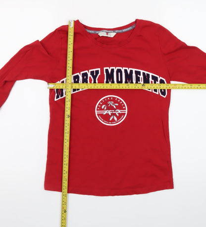 George Teens Red Merry Moments Long Sleeve Christmas T-Shirt Size 4-6