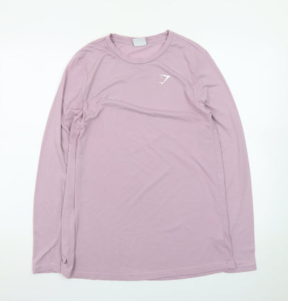 Gymshark Women's Pink Long Sleeve Slim Fit Cotton T-Shirt Size S