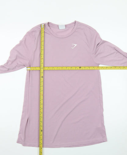 Gymshark Women's Pink Long Sleeve Slim Fit Cotton T-Shirt Size S
