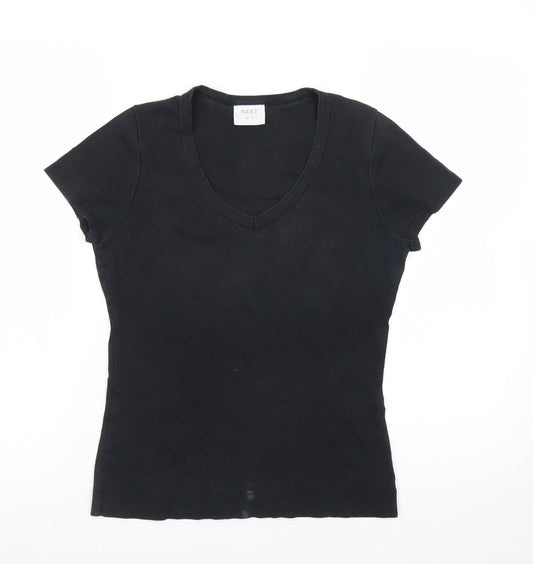 Next Women’s Black V-Neck Cotton Jersey T-Shirt UK 12