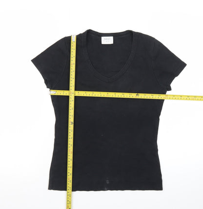 Next Women’s Black V-Neck Cotton Jersey T-Shirt UK 12