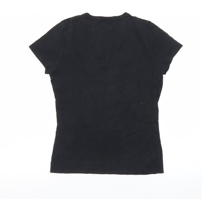 Next Women’s Black V-Neck Cotton Jersey T-Shirt UK 12
