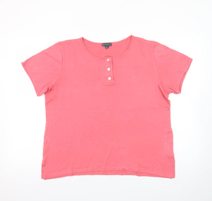 Patra Women Coral Short Sleeve Henley T-Shirt XL Bamboo Cotton Blend
