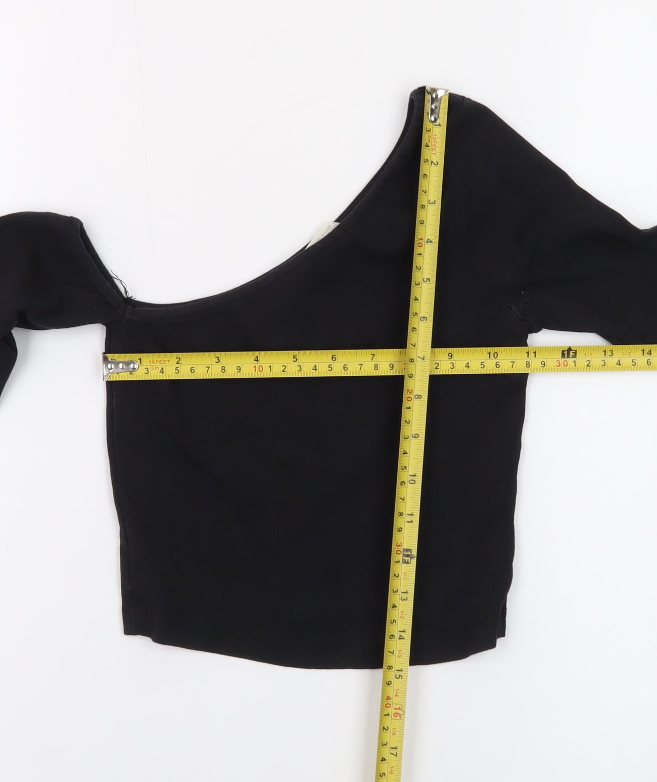 Stradivarius Women's Black One Shoulder Cropped Top XS