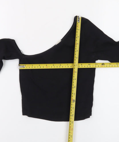 Stradivarius Women's Black One Shoulder Cropped Top XS