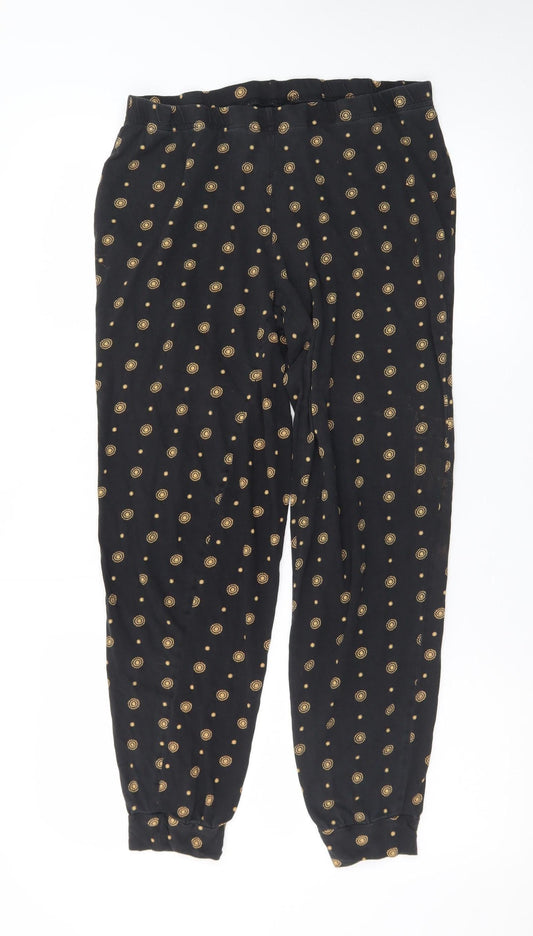 George Women’s Black Patterned Leggings Size 12-14 Elastic Waist