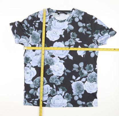 Bolongaro Trevor Men's Black Floral Crew Neck Short Sleeve T-Shirt Size S
