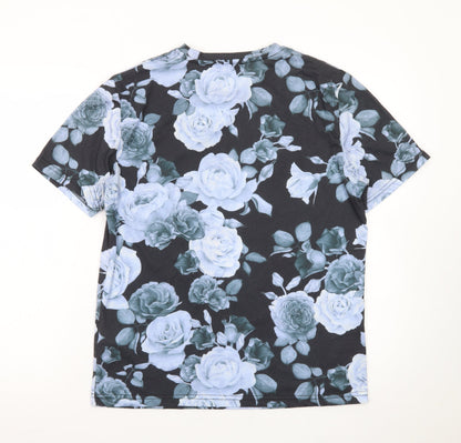 Bolongaro Trevor Men's Black Floral Crew Neck Short Sleeve T-Shirt Size S