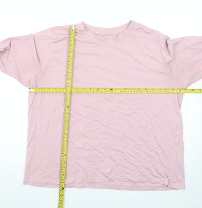 Primark Men’s Pink Crew Neck Long Sleeve Cotton T-Shirt XL Regular Fit