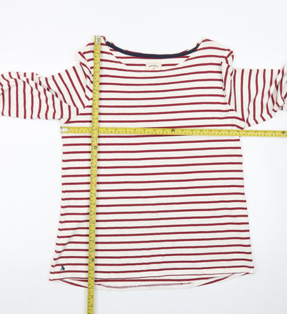 Joules Womens Red White Striped Long Sleeve Boat Neck Top Size 16