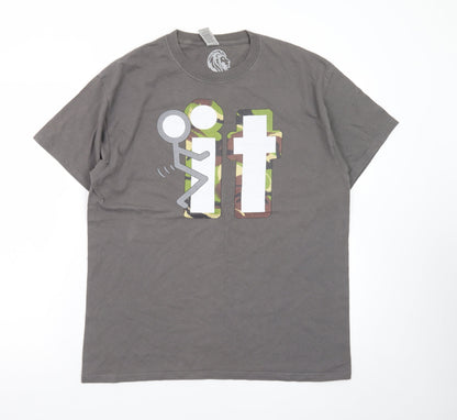 Lion Legion Men's Grey Funny Camouflage Graphic Cotton T-Shirt L