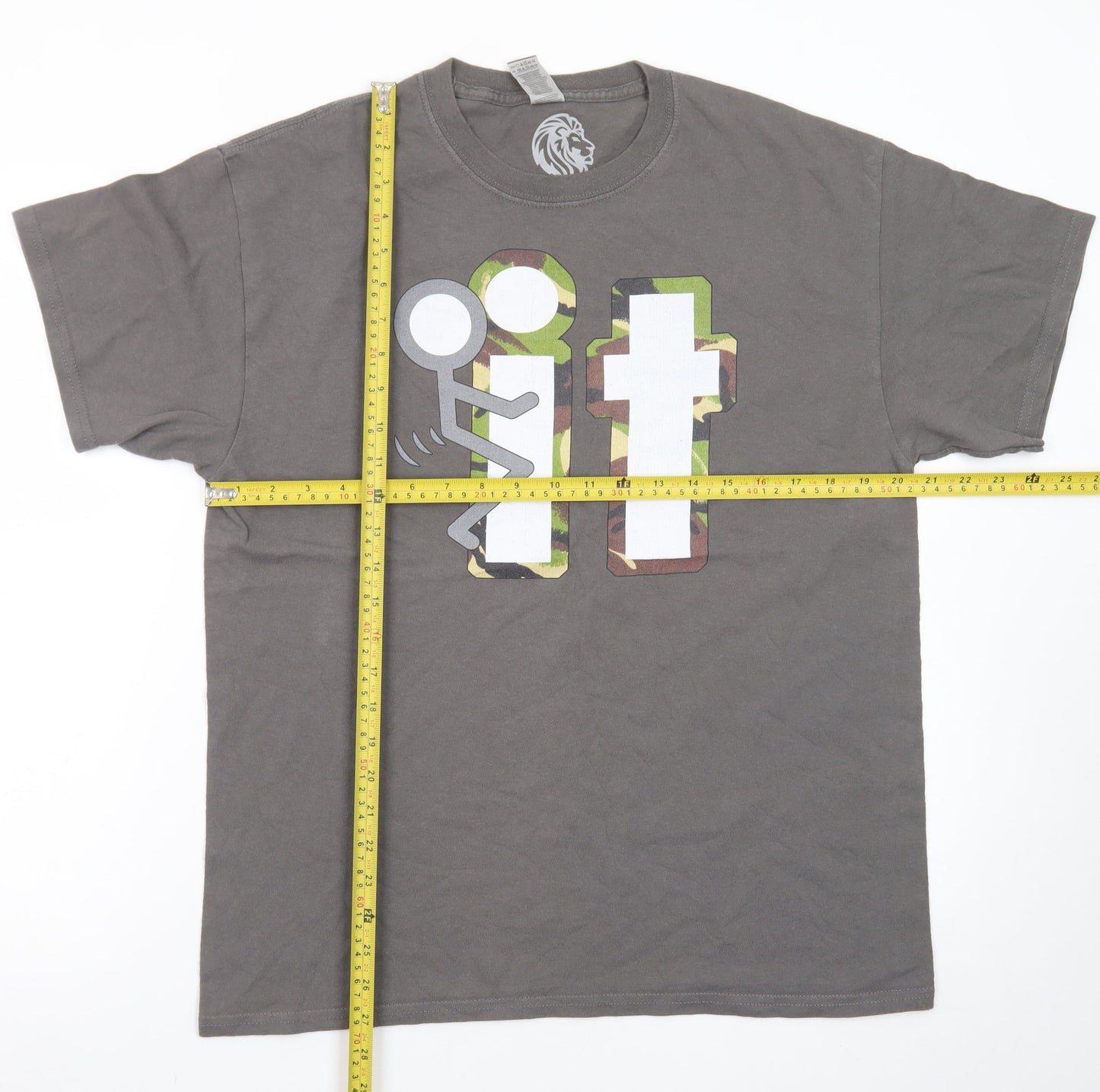 Lion Legion Men's Grey Funny Camouflage Graphic Cotton T-Shirt L