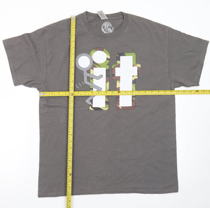 Lion Legion Men's Grey Funny Camouflage Graphic Cotton T-Shirt L