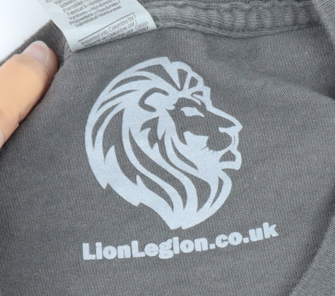 Lion Legion Men's Grey Funny Camouflage Graphic Cotton T-Shirt L
