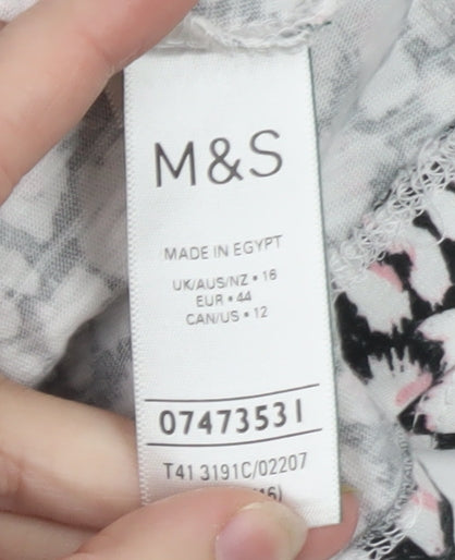 Marks and Spencer Women's Multicoloured Animal Print Cotton Blouse Size 16