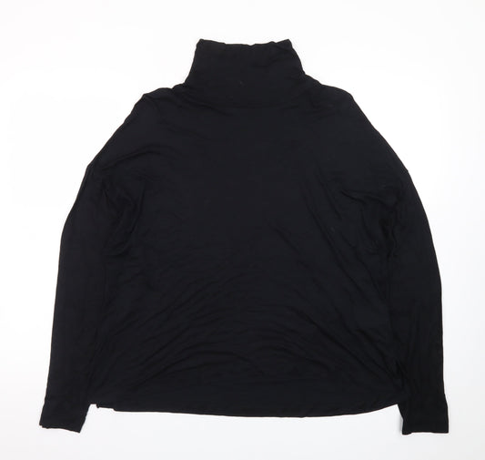 Marks and Spencer Women's Black Roll Neck Long Sleeve Basic Top Size 16