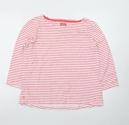 Joules Womens Pink Striped 3/4 Sleeve Cotton T-Shirt Size 14