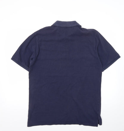 Yves Saint Laurent Pour Homme Blue Striped Cotton Polo Shirt Men's L