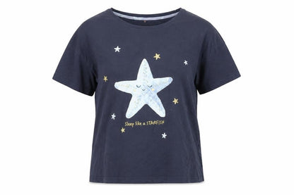 George Women's Blue Starfish Graphic Pyjama Top Size 8-10