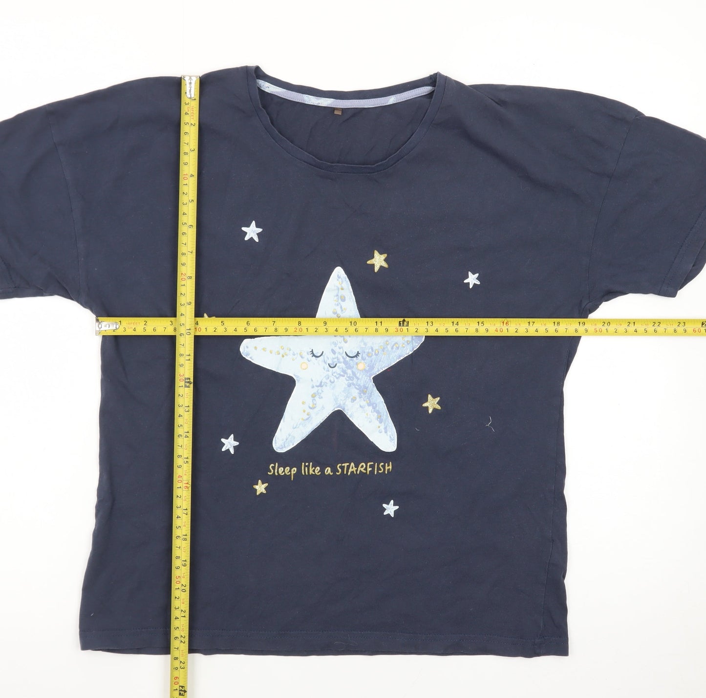 George Women's Blue Starfish Graphic Pyjama Top Size 8-10