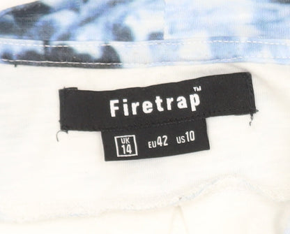 Firetrap Womens Blue Tie-Dye Relaxed Cotton T-Shirt UK14