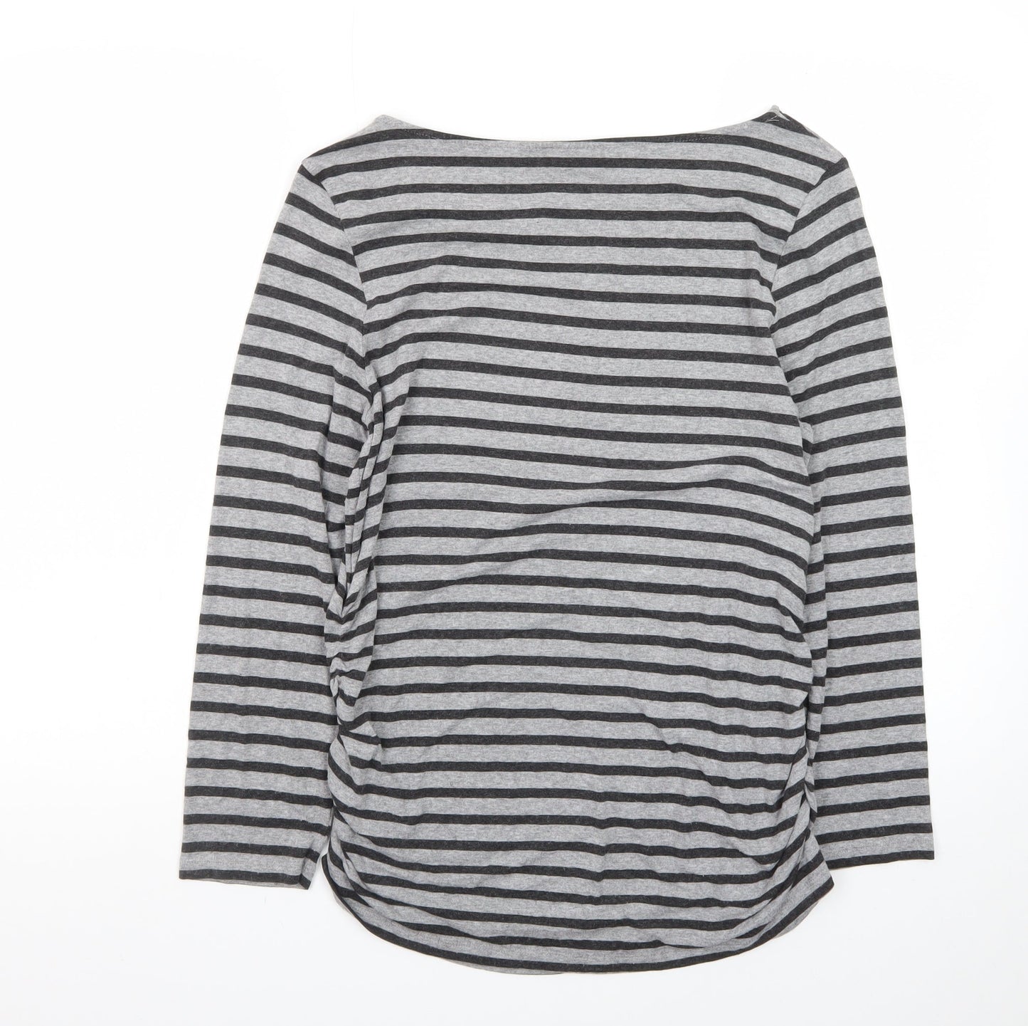 Mint Velvet Women Grey Striped Boat Neck Long Sleeve T-Shirt Size 16