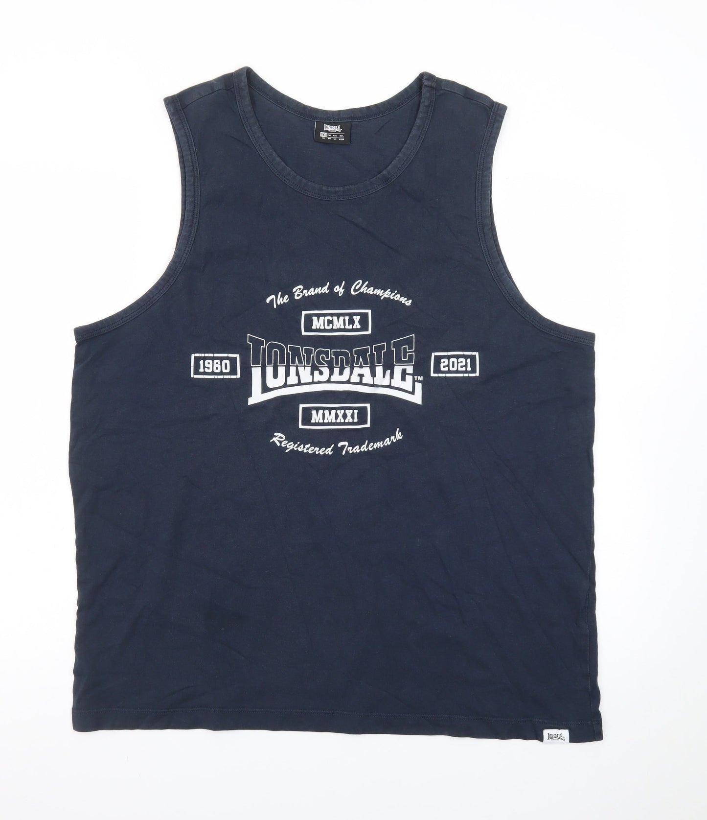 Lonsdale Men’s Blue 2XL Sleeveless Graphic T-Shirt Top