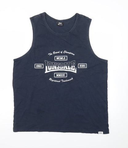 Lonsdale Men’s Blue 2XL Sleeveless Graphic T-Shirt Top