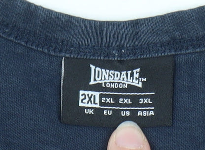 Lonsdale Men’s Blue 2XL Sleeveless Graphic T-Shirt Top