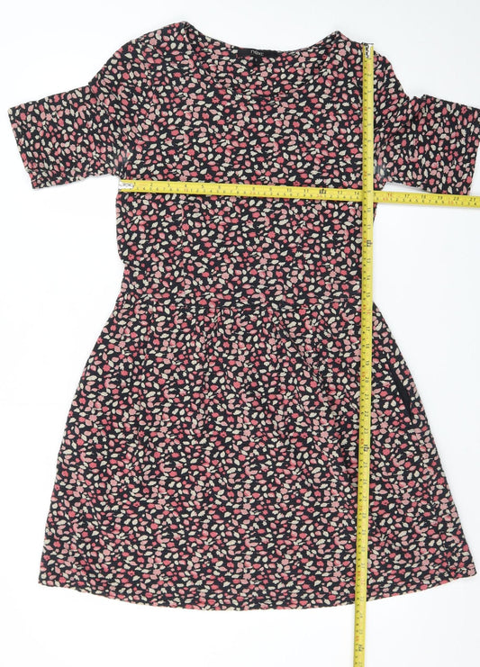 Next Women's Multicoloured Floral Fit & Flare Jersey Dress Size 12