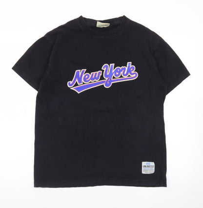 UNIT HUNDRED Mens Black L New York Graphic Cotton T-Shirt