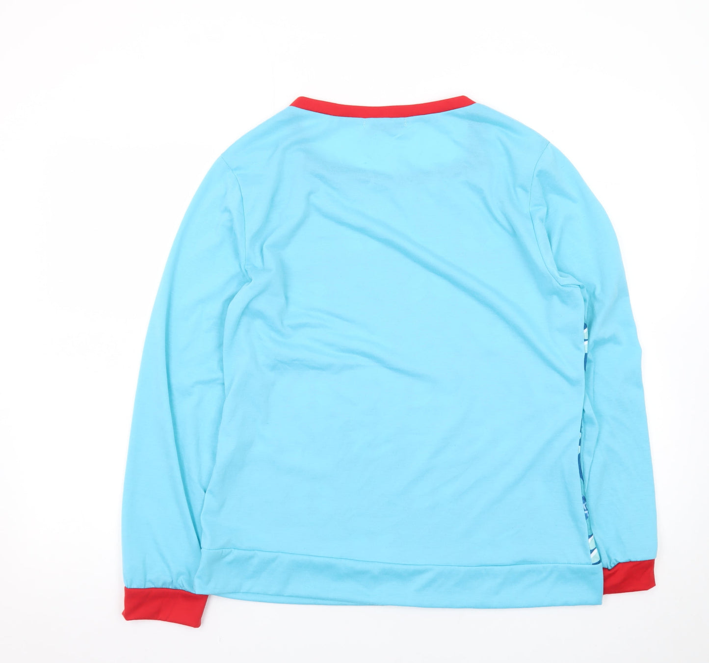 Misslook Women's Blue Floral Long Sleeve T-Shirt Size L