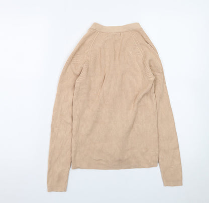 Primark Women Beige Cardigan Small V-Neck Long Sleeve Knitwear