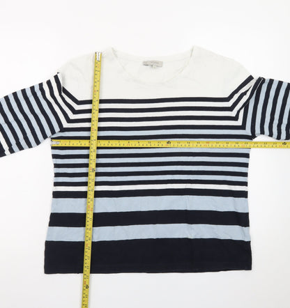 Hobbs Womens Blue Stripe Long Sleeve Pullover Sweatshirt XL