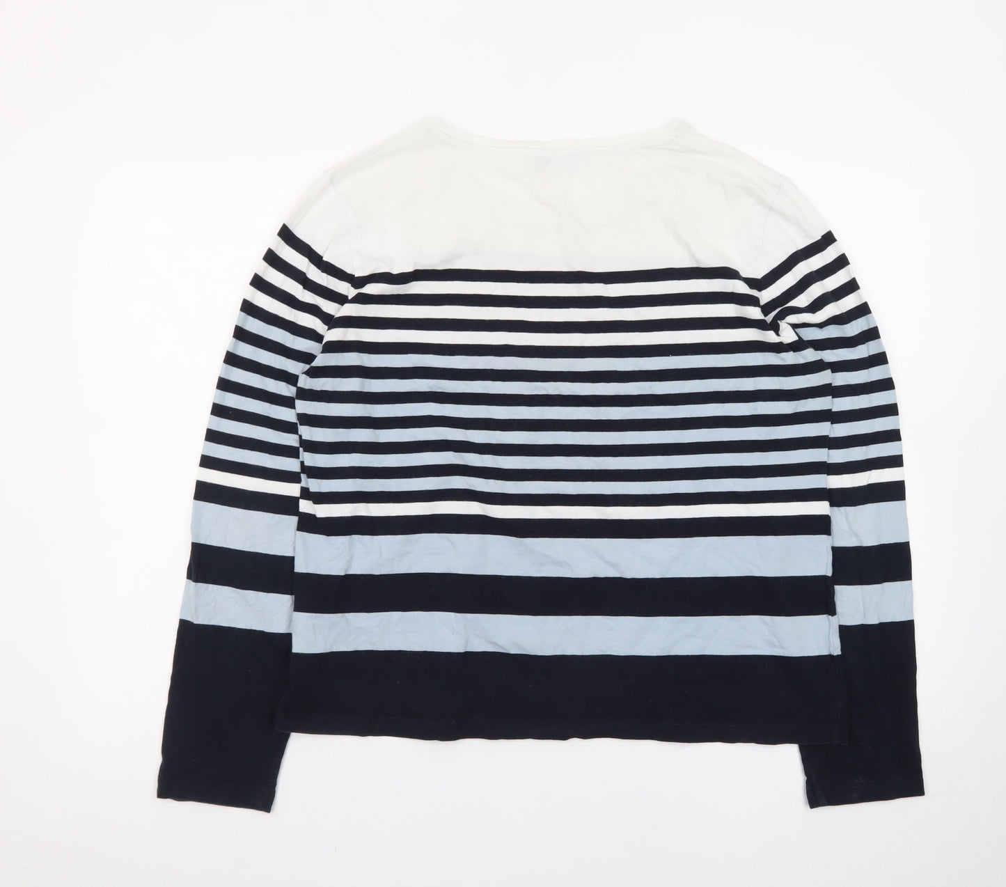 Hobbs Womens Blue Stripe Long Sleeve Pullover Sweatshirt XL
