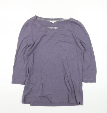 White Stuff Womens Purple 3/4 Sleeve Cotton Jersey T-Shirt UK 12