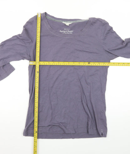 White Stuff Womens Purple 3/4 Sleeve Cotton Jersey T-Shirt UK 12